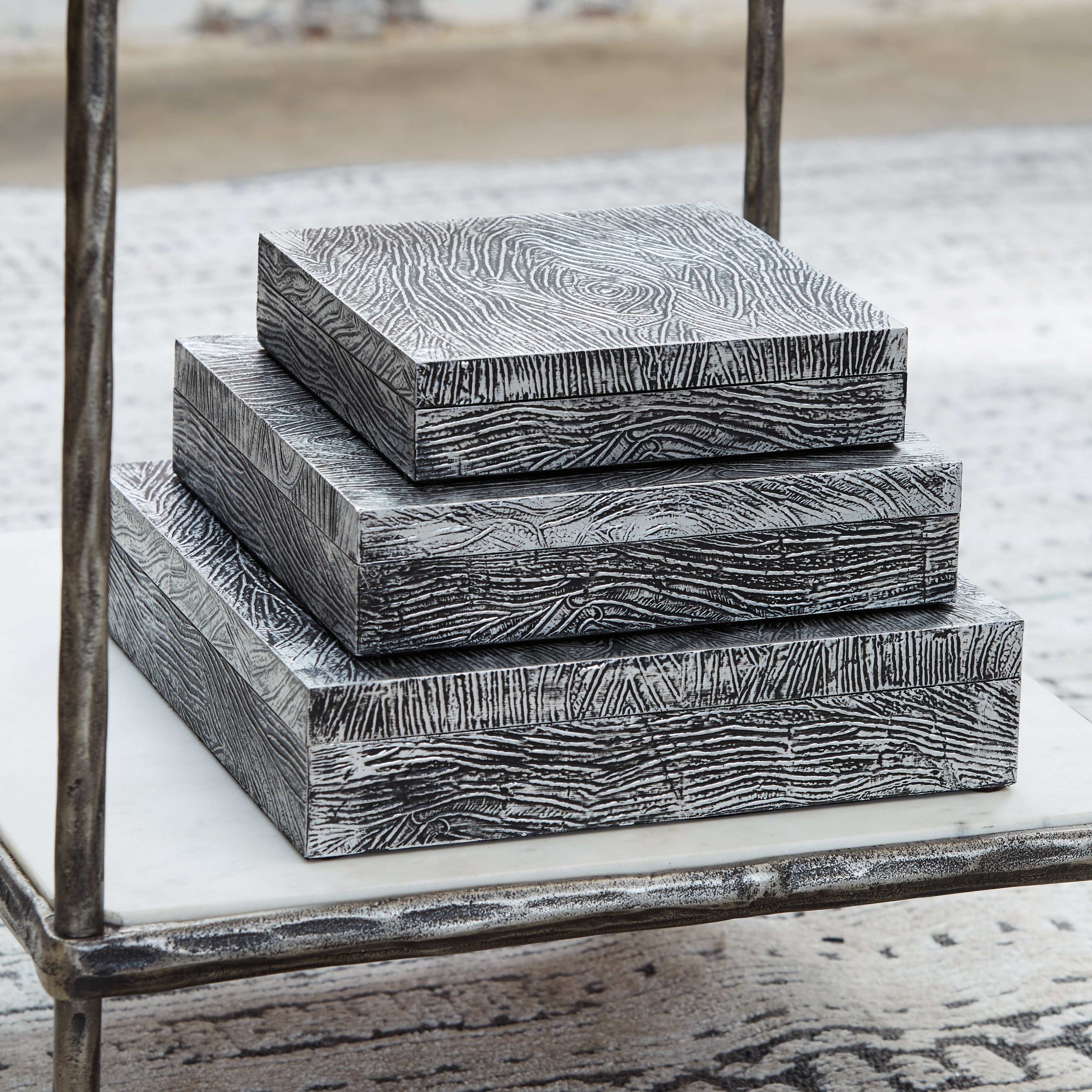 A2Z Furniture - Ashley Furniture - Keldy Box (Set of 3) - Box Set (3/CN) / Antique Pewter Finish - A2000491