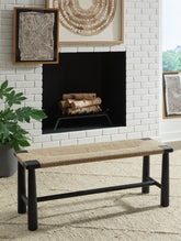 A2Z Furniture - Ashley Furniture - Acerman Accent Bench - Accent Bench / Black/Natural / 48"W x 16"D x 18"H - A3000684