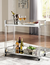 A2Z Furniture - Ashley Furniture - Chaseton Bar Cart - Bar Cart / Clear/Silver Finish - A4000501