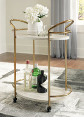 A2Z Furniture - Ashley Furniture - Tarica Bar Cart - Bar Cart / Cream/Gold Finish - A4000502