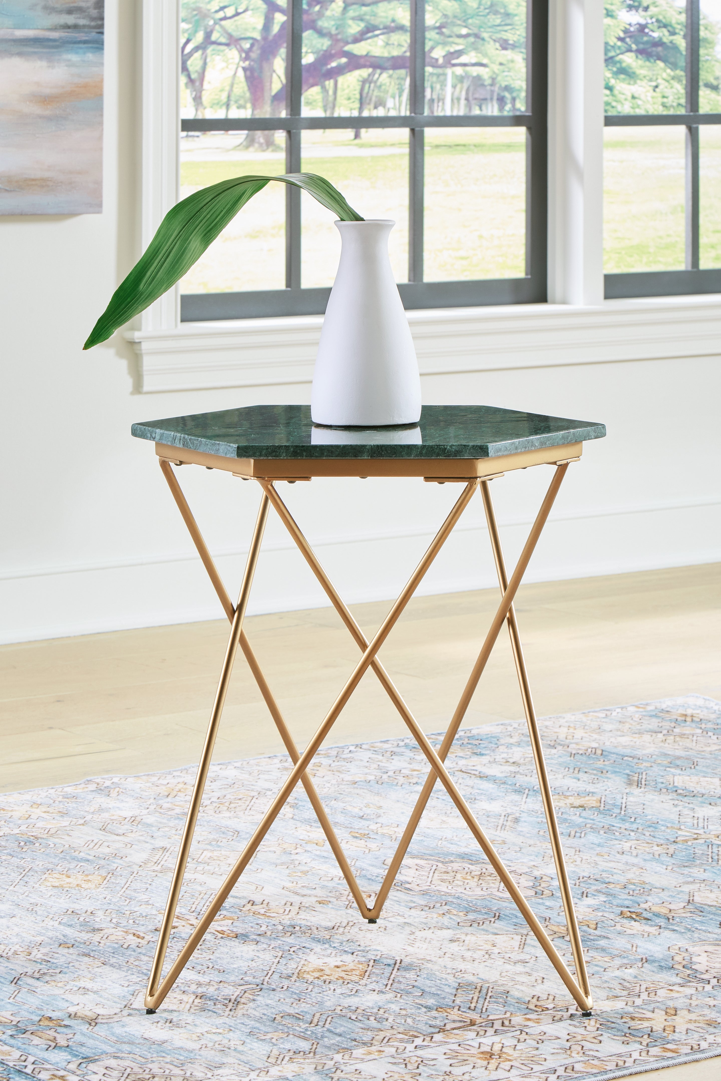 A2Z Furniture - Ashley Furniture - Engelton Accent Table - Accent Table / Green/Gold - A4000526