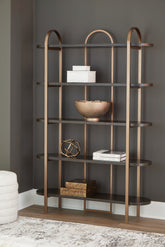 A2Z Furniture - Ashley Furniture - Brentmour Bookcase - Bookcase / Brown/Gold Finish - A4000589