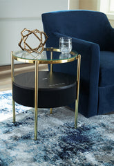A2Z Furniture - Ashley Furniture - Nedman Accent Table with Speaker - Accent Table with Speaker / Black/Gold Finish - A4000669