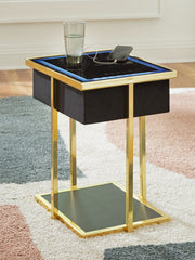 A2Z Furniture - Ashley Furniture - Rexwell Accent Table with Speaker - Accent Table with Speaker / Black/Gold Finish - A4000681