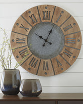 A2Z Furniture - Ashley Furniture - Payson Wall Decor - Wall Clock / Antique Gray/Natural - A8010076