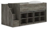 A2Z Furniture - Ashley Furniture - Frandern Twin Loft Bed with Bookcase Storage - Twin Loft Bed with Bookcase Storage / Warm Gray - B4480B25