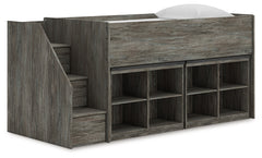 A2Z Furniture - Ashley Furniture - Frandern Twin Loft Bed with Bookcase Storage - Twin Loft Bed with Bookcase Storage / Warm Gray - B4480B25