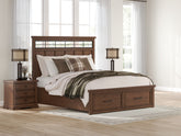 A2Z Furniture - Ashley Furniture - Taffenbrook Bedroom - California King Panel Storage Bed / Medium Brown - B849B5