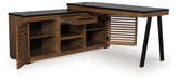 A2Z Furniture - Ashley Furniture - Kallari Office Desk - Credenza with Desk Return / Warm Brown/Black - H737H1