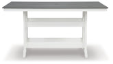 A2Z Furniture - Ashley Furniture - Transville Outdoor - RECT COUNTER TABLE W/UMB OPT / Gray/White - P210-642