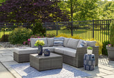 A2Z Furniture - Ashley Furniture - Petal Road Outdoor - LoveseatSEC/OTTO/TBL Set(4/CN) / Gray - P297-070