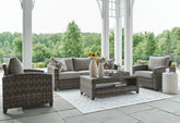 A2Z Furniture - Ashley Furniture - Oasis Court Outdoor - Sofa/Chairs/Table Set (4/CN) / Gray - P335-081