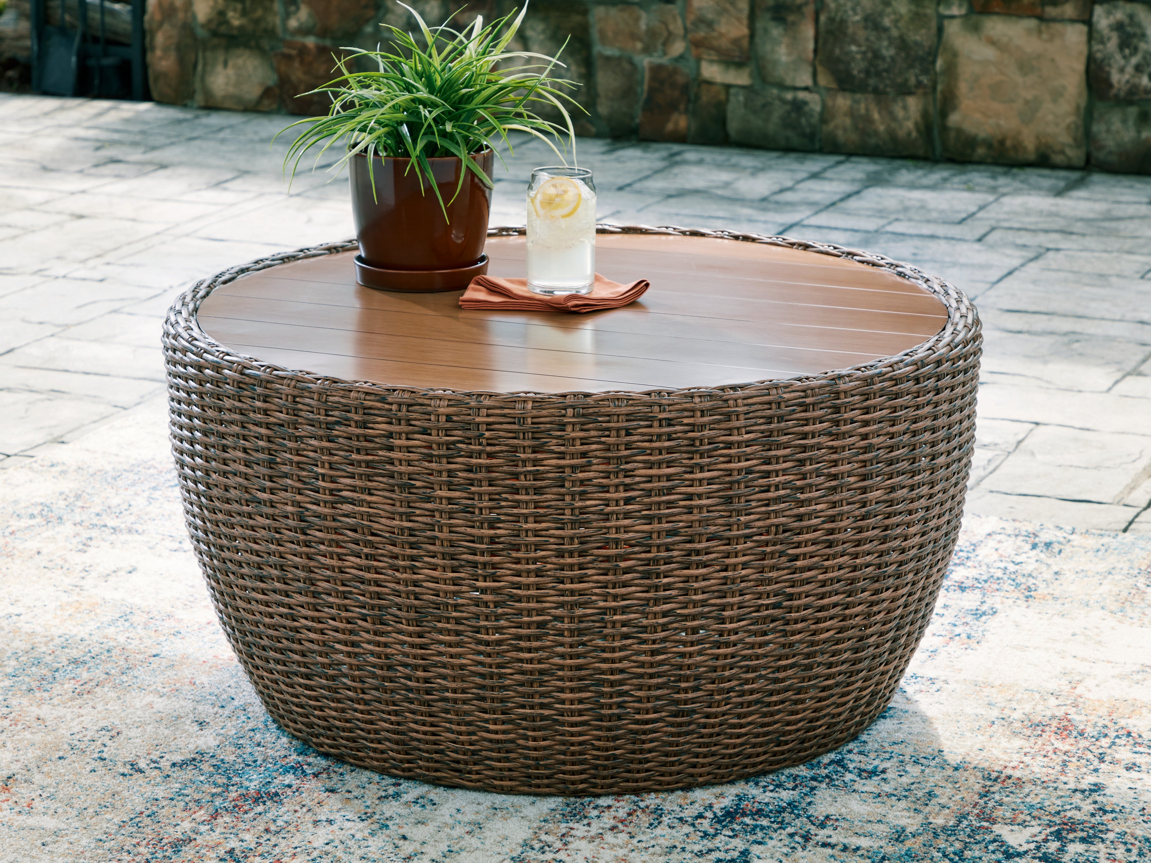 A2Z Furniture - Ashley Furniture - Double Point Outdoor - Round Cocktail Table - PCP503-708