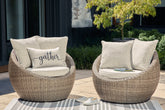 A2Z Furniture - Ashley Furniture - Danson Outdoor - Swivel Lounge w/Cushion (Set of 2) / Beige - P505-821