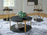 A2Z Furniture - Ashley Furniture - Shylore Table (Set of 3) - Occasional Table Set (3/CN) / Black/Brass Finish - T410-13