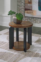 A2Z Furniture - Ashley Furniture - Kraeburn End Table - Round End Table / Brown/Black - T624-6