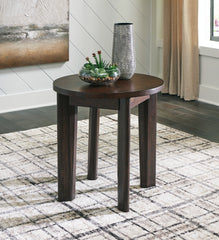 A2Z Furniture - Ashley Furniture - Korestone 2 End Table - Round End Table / Dark Brown - T657-6