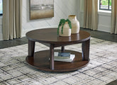 A2Z Furniture - Ashley Furniture - Korestone 2 Coffee Table - Round Cocktail Table / Dark Brown - T657-8