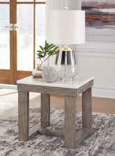 A2Z Furniture - Ashley Furniture - Loyaska End Table - Rectangular End Table / Grayish Brown/White - T854-3