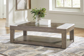 A2Z Furniture - Ashley Furniture - Loyaska Lift-Top Coffee Table - Lift Top Cocktail Table / Grayish Brown/White - T854-9