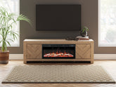 A2Z Furniture - Ashley Furniture - Cayboni 71" TV Stand with Electric Fireplace - 71" TV Stand with Electric Fireplace / Tan - W3787W1