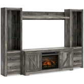A2Z Furniture - Ashley Furniture - Wynnlow 4-Piece Entertainment Center with Electric Fireplace - 4-Piece Entertainment Center with Electric Fireplace / Gray - W440W8