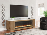 A2Z Furniture - Ashley Furniture - Camdill 80" TV Stand with Electric Fireplace - 80" TV Stand with Electric Fireplace / Light Brown - W808W1