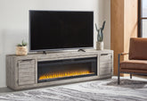 A2Z Furniture - Ashley Furniture - Naydell 92" TV Stand with Electric Fireplace - 92" TV Stand with Electric Fireplace / Gray - W996W1