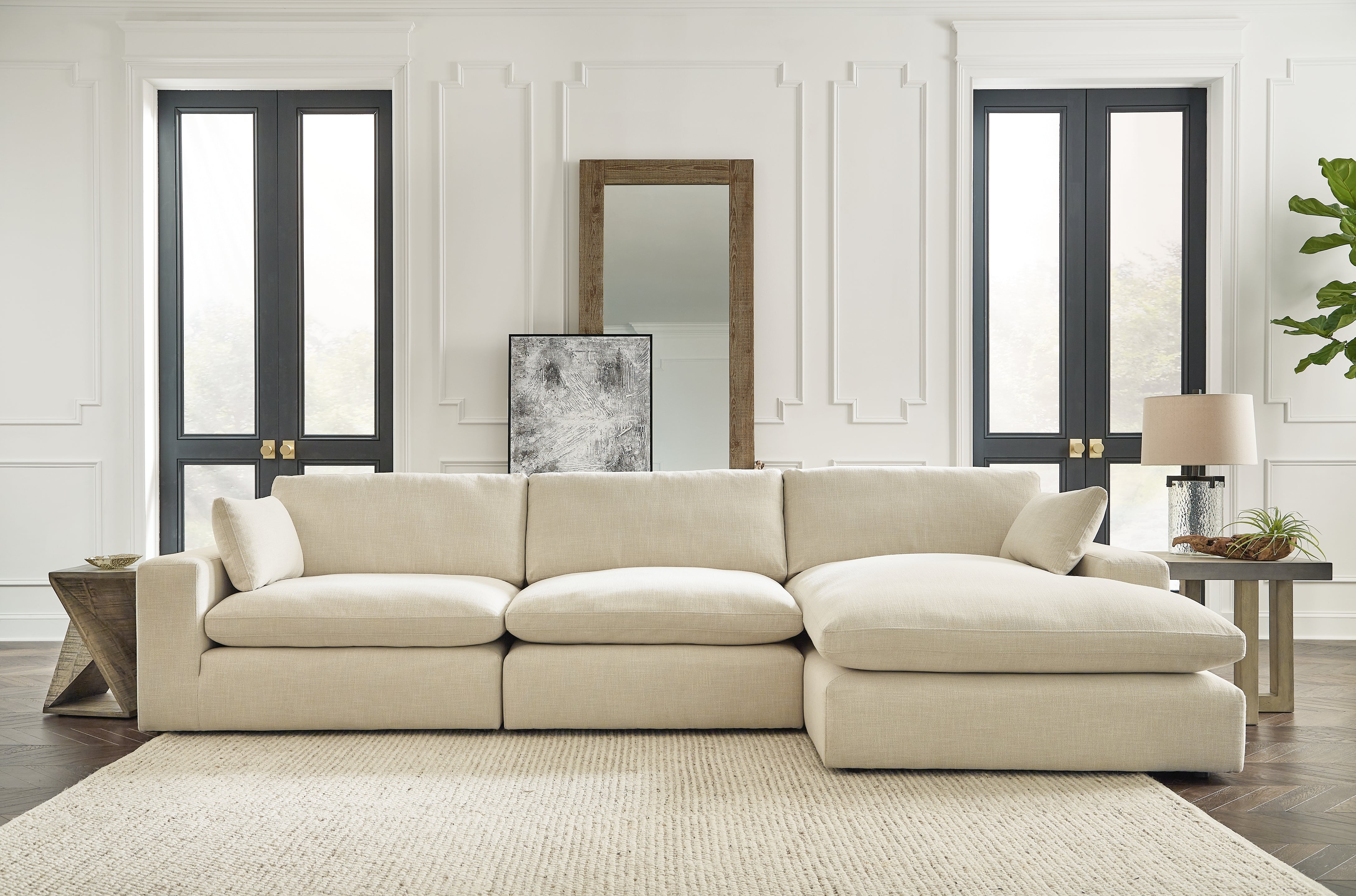 A2Z Furniture - Ashley Furniture - Elyza Sectional - RAF 3-Piece Sectional with Chaise / Linen - 10006S4