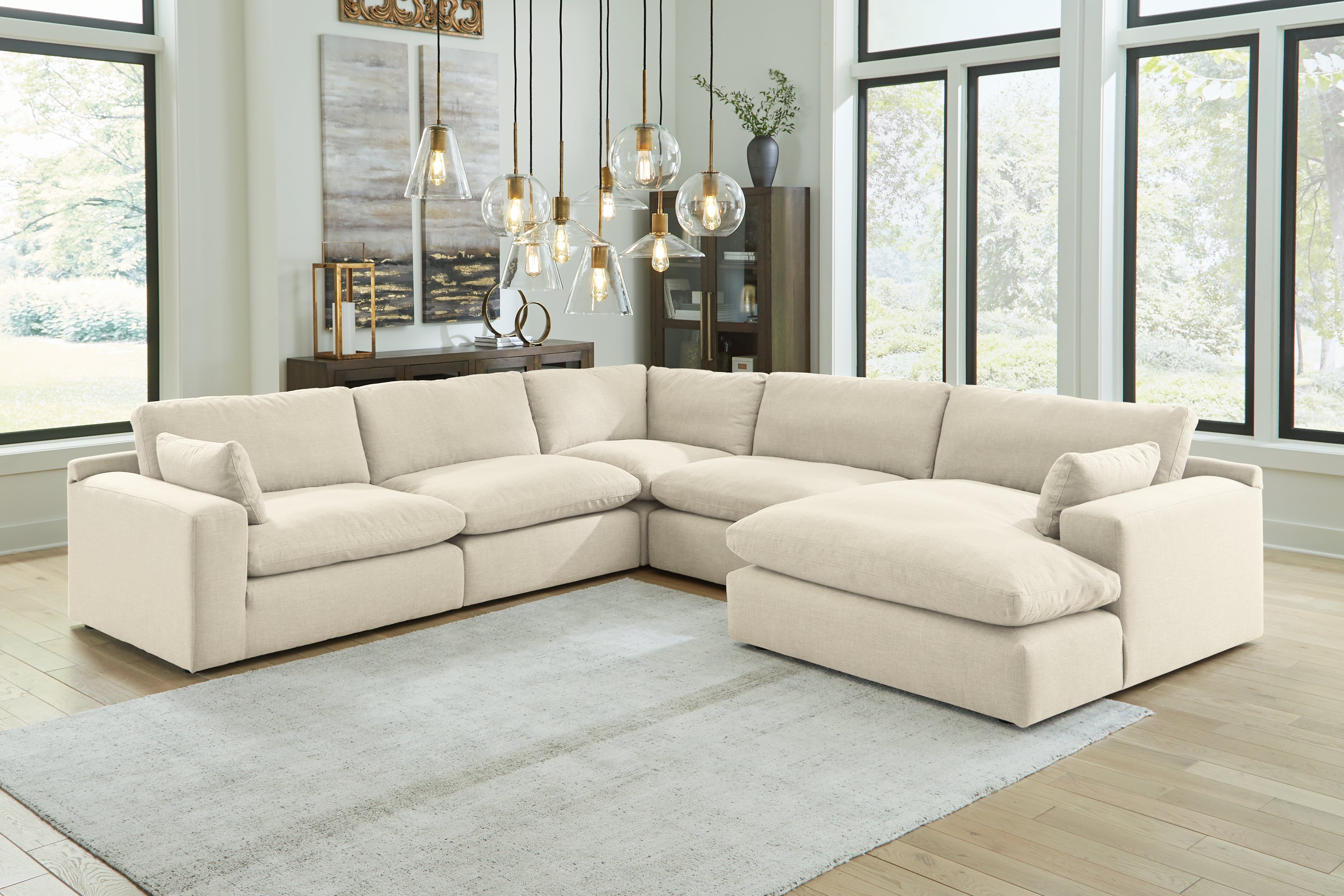 A2Z Furniture - Ashley Furniture - Elyza Sectional - RAF 5-Piece Sectional with Chaise / Linen - 10006S7