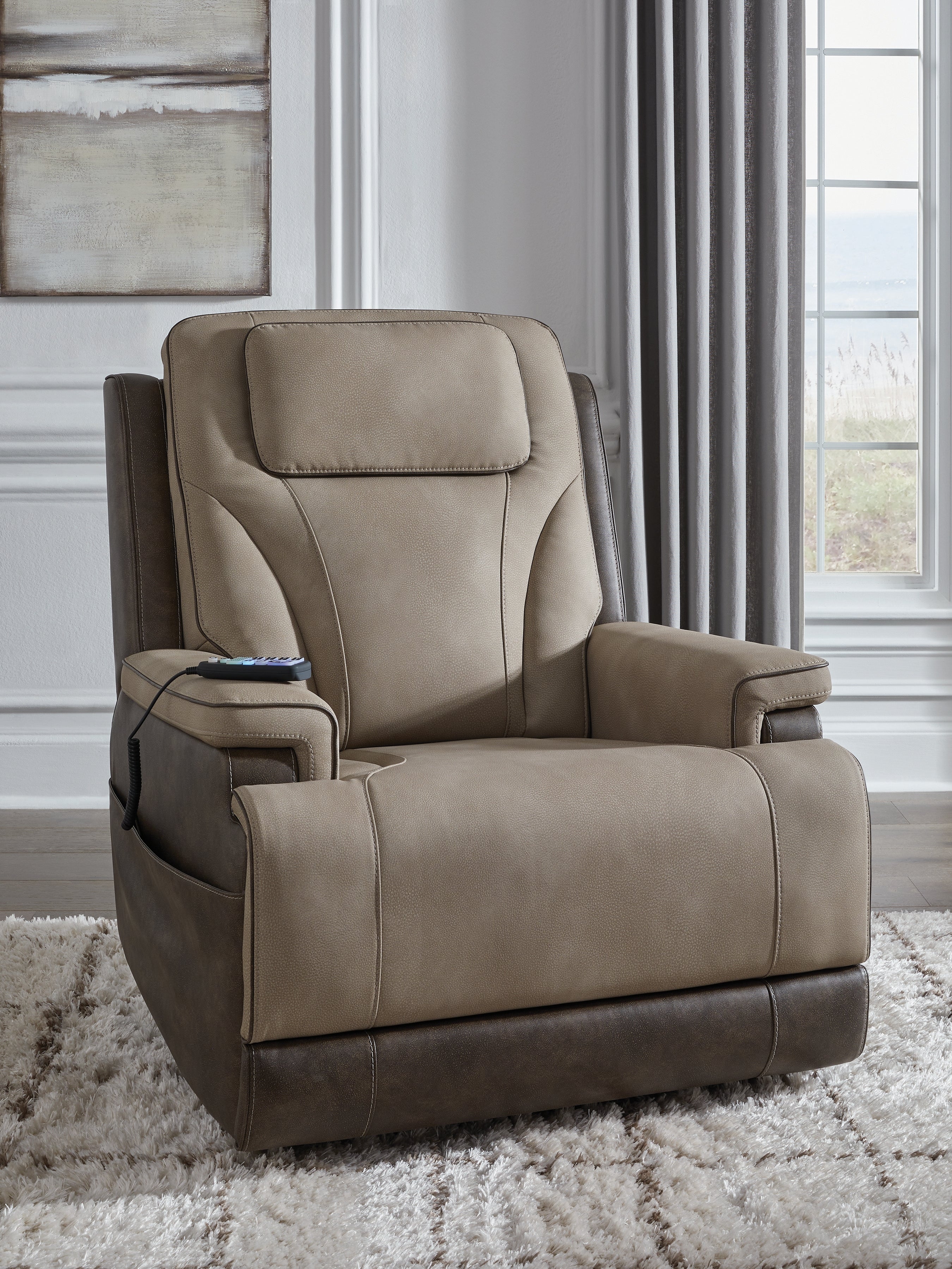 A2Z Furniture - Ashley Furniture - 4Z-Peaceful Pause Living Room - Power Lift Recliner / Sand - PC1210312