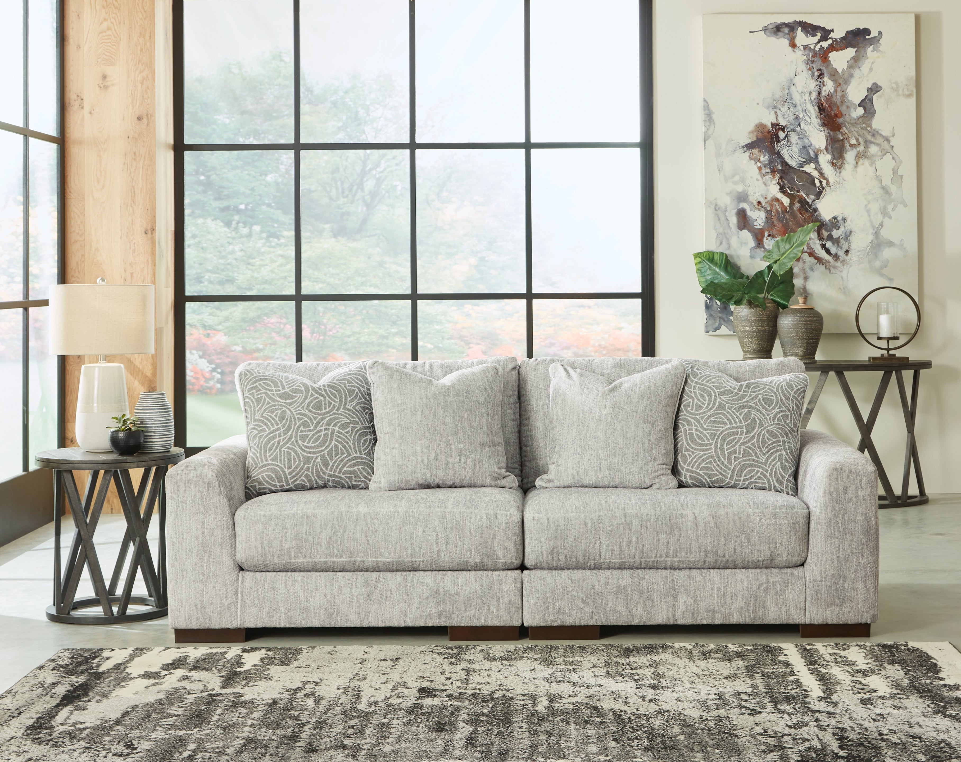 A2Z Furniture - Ashley Furniture - Regent Park Sectional - RAF 2-Piece Sectional Loveseat / Pewter - 14404S4