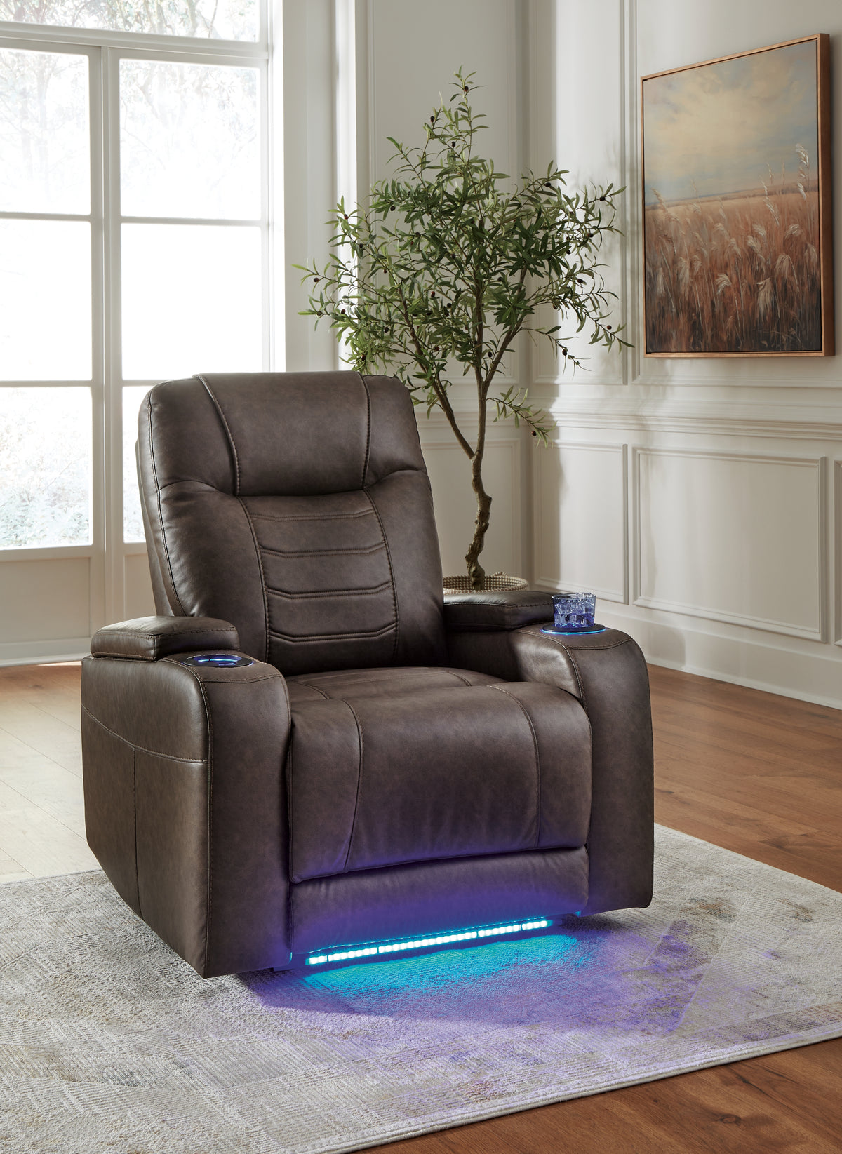 A2Z Furniture - Ashley Furniture - Schooner Rocks Living Room - PWR Recliner/ADJ Headrest / Umber - 1610413