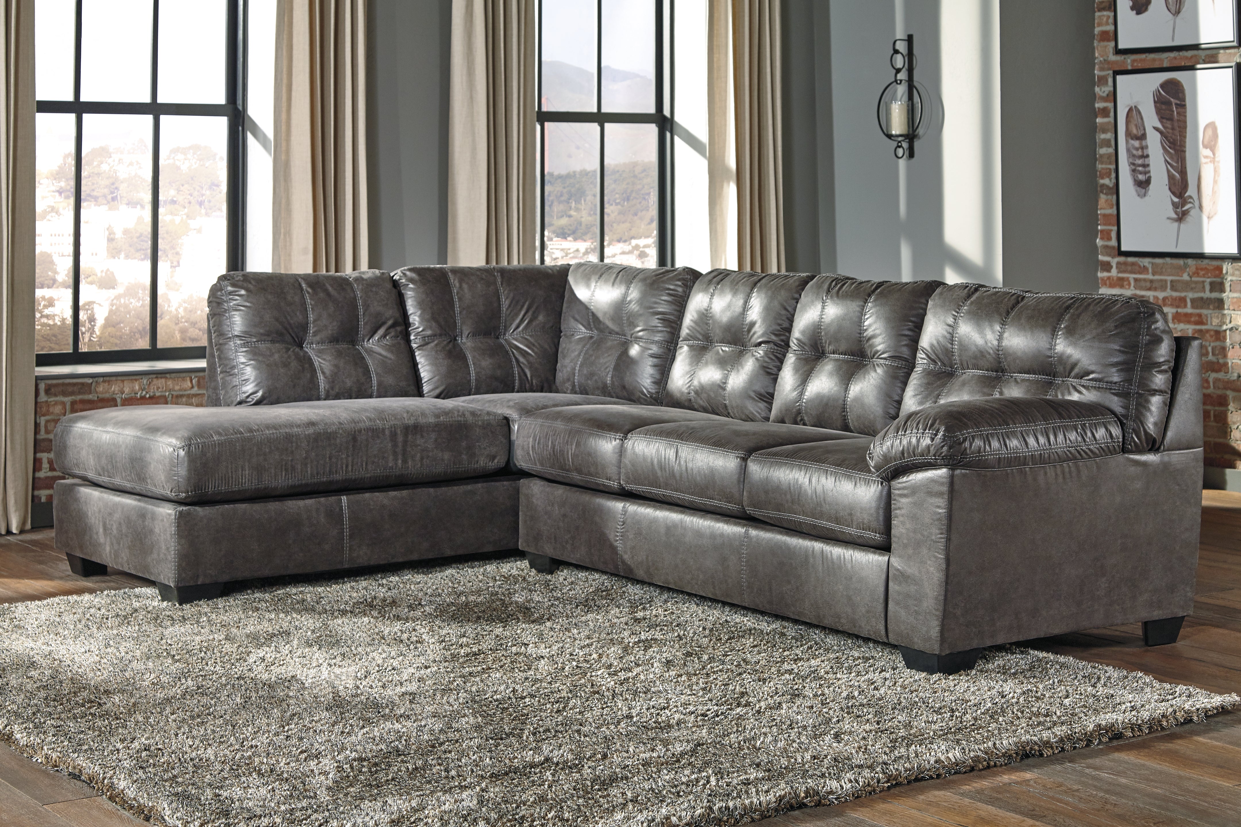 A2Z Furniture - Ashley Furniture - Fallston Sectional - RAF 2-Piece Sectional with Chaise / Slate - 17221S1