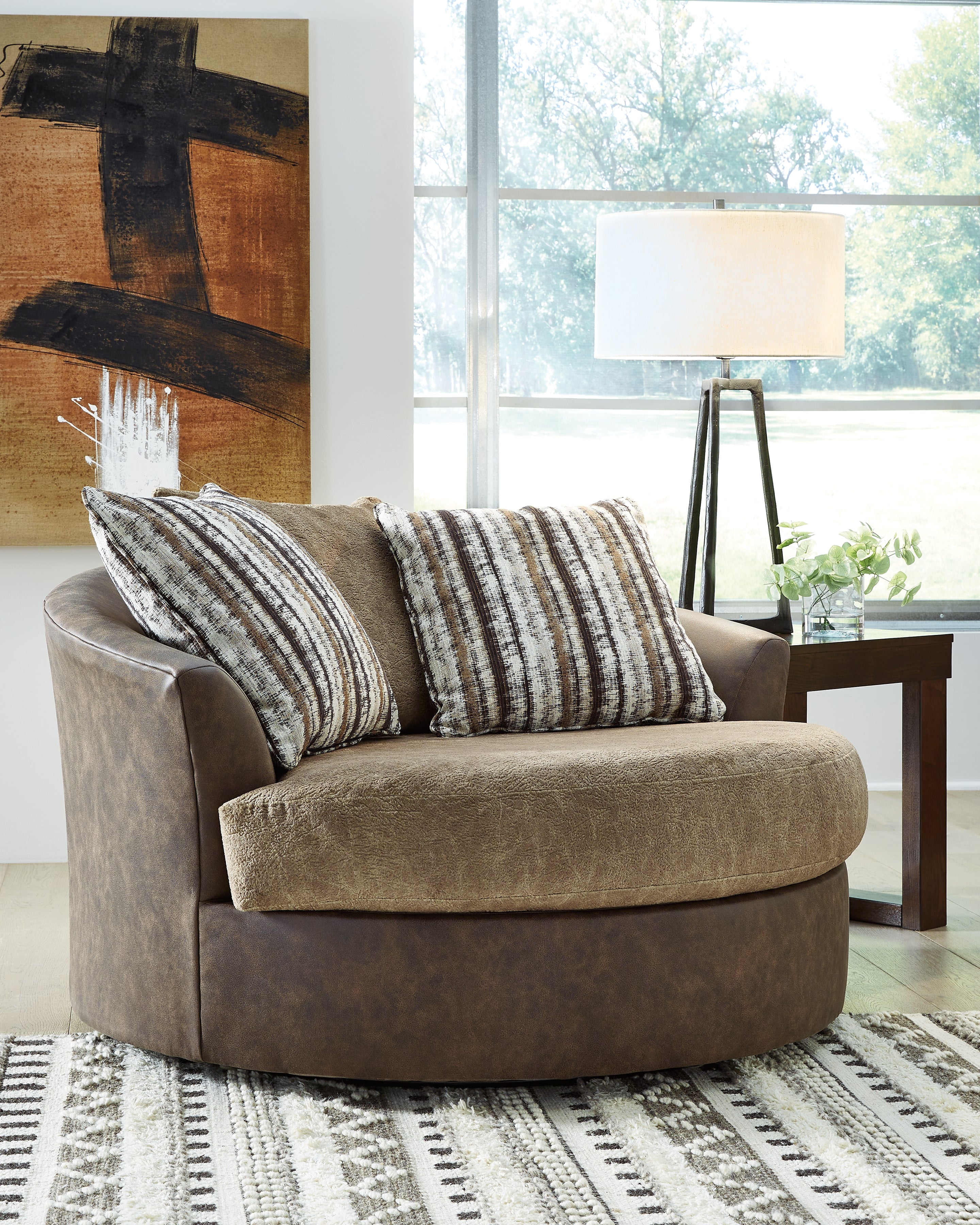 A2Z Furniture - Ashley Furniture - Alesbury Living Room - Oversized Swivel Accent Chair / Chocolate - 1870421