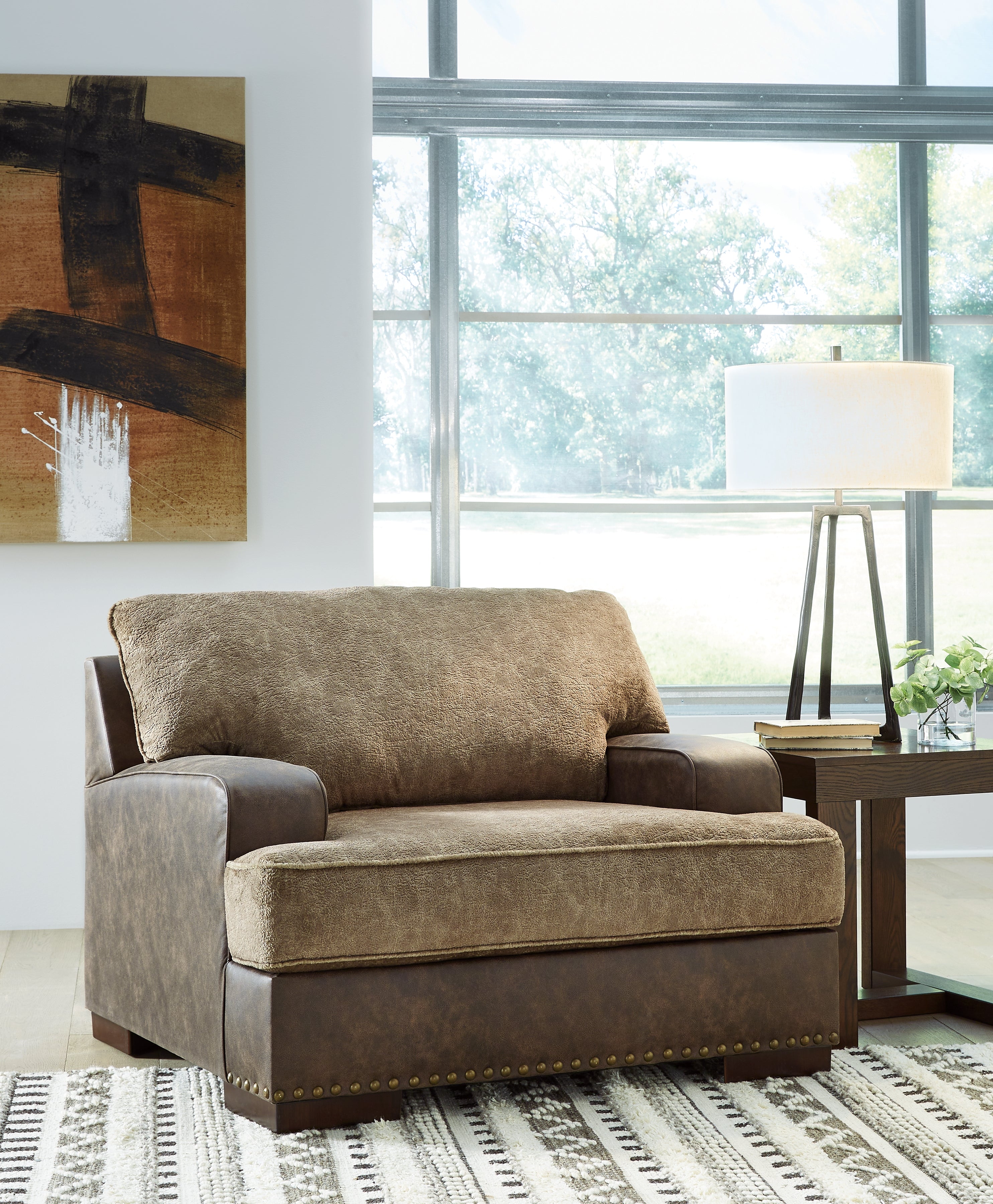 A2Z Furniture - Ashley Furniture - Alesbury Living Room - Chair and a Half / Chocolate - 1870423