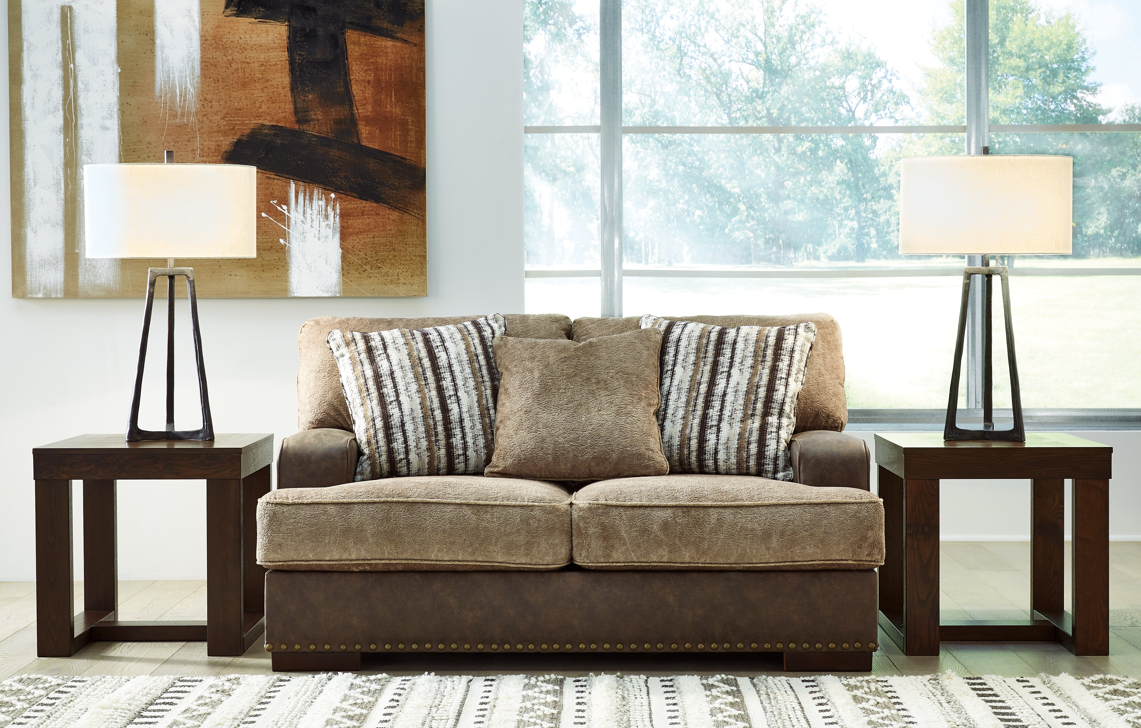 A2Z Furniture - Ashley Furniture - Alesbury Living Room - Loveseat / Chocolate - 1870435