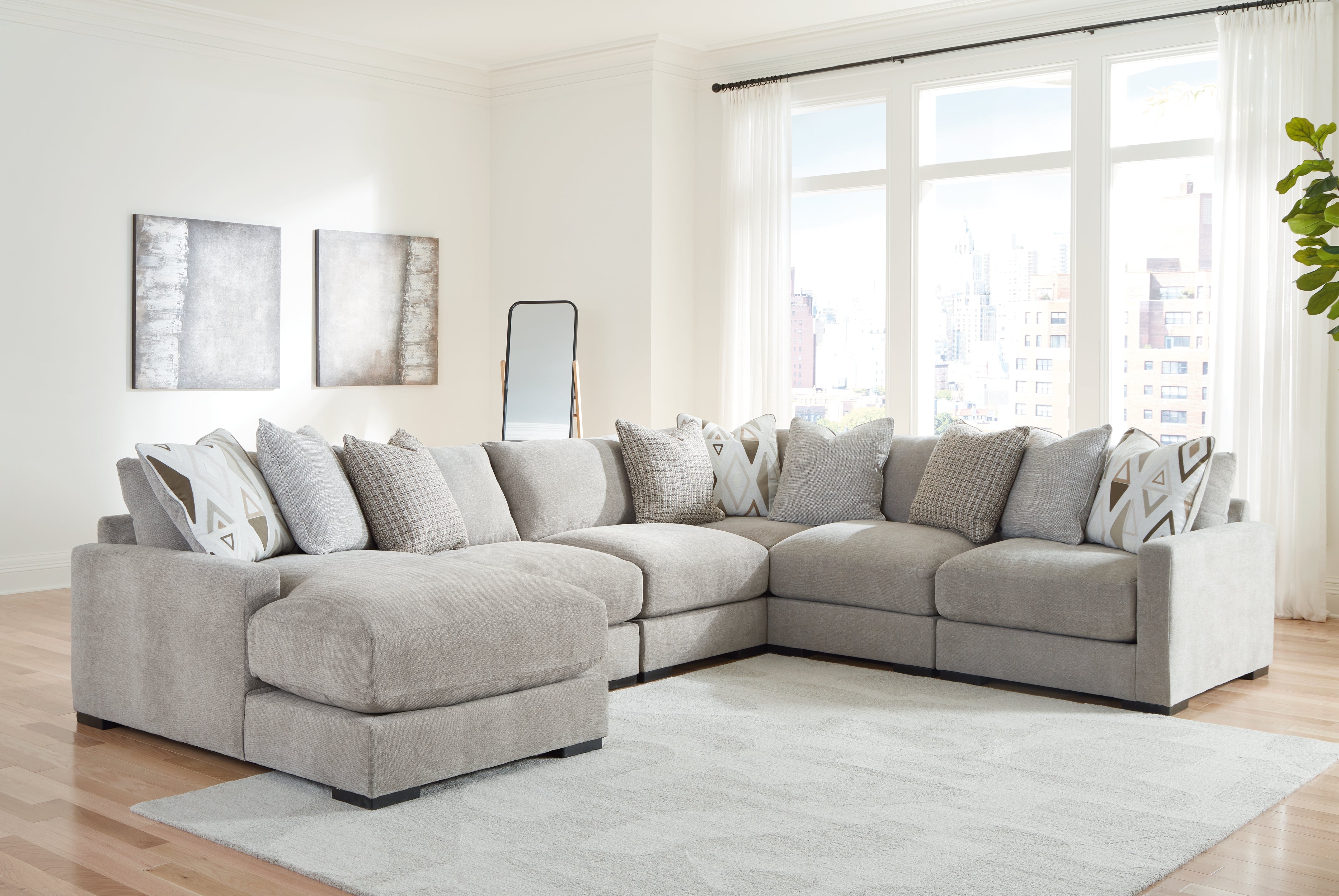 A2Z Furniture - Ashley Furniture - Aslan Court Sectional - RAF 6-Piece Sectional with Chaise / Flax - 20305S8