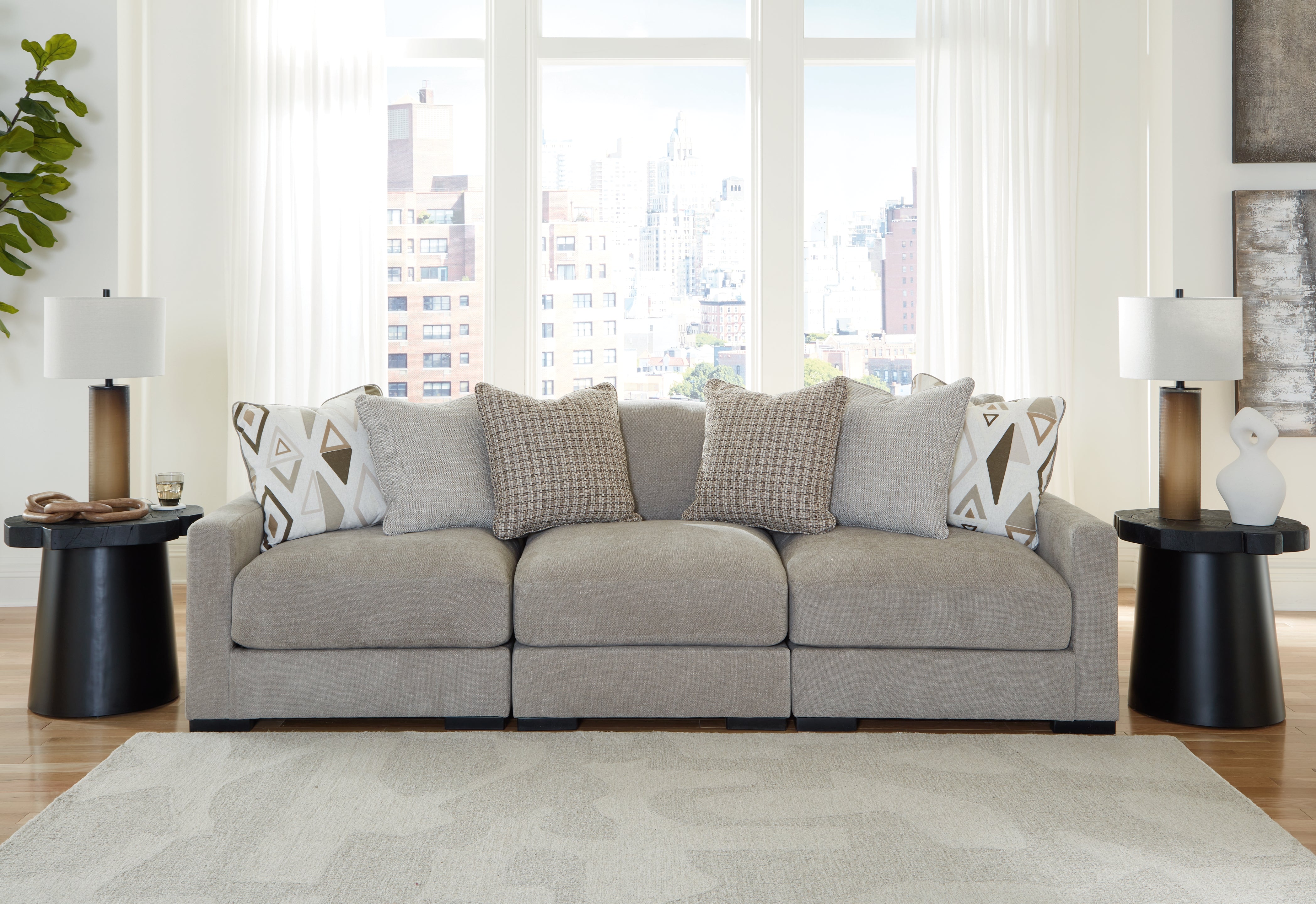 A2Z Furniture - Ashley Furniture - Aslan Court Sectional - RAF 3-Piece Sofa Sectional / Pebble - 20305S2