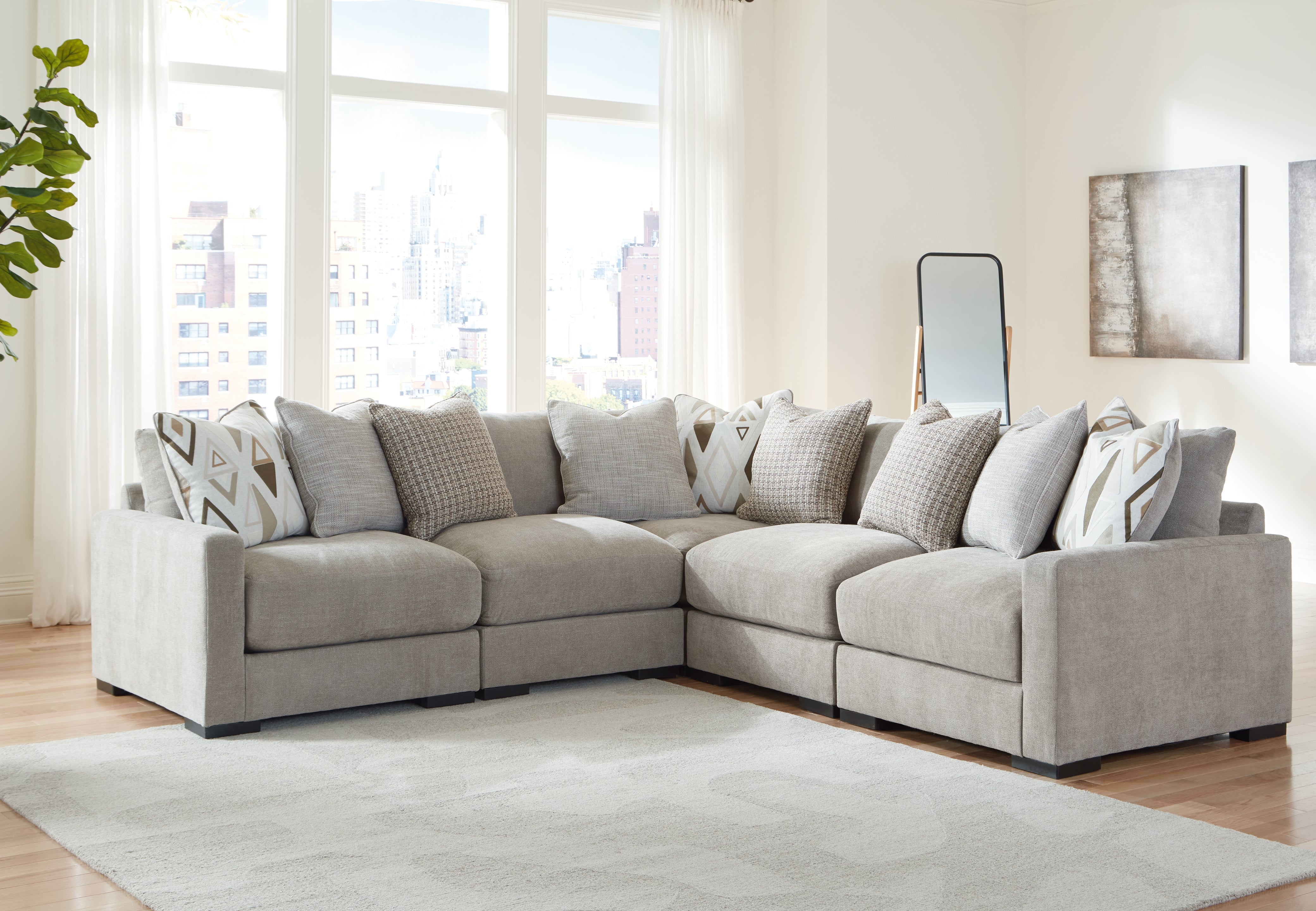 A2Z Furniture - Ashley Furniture - Aslan Court Sectional - RAF 5-Piece Sectional / Pebble - 20305S6