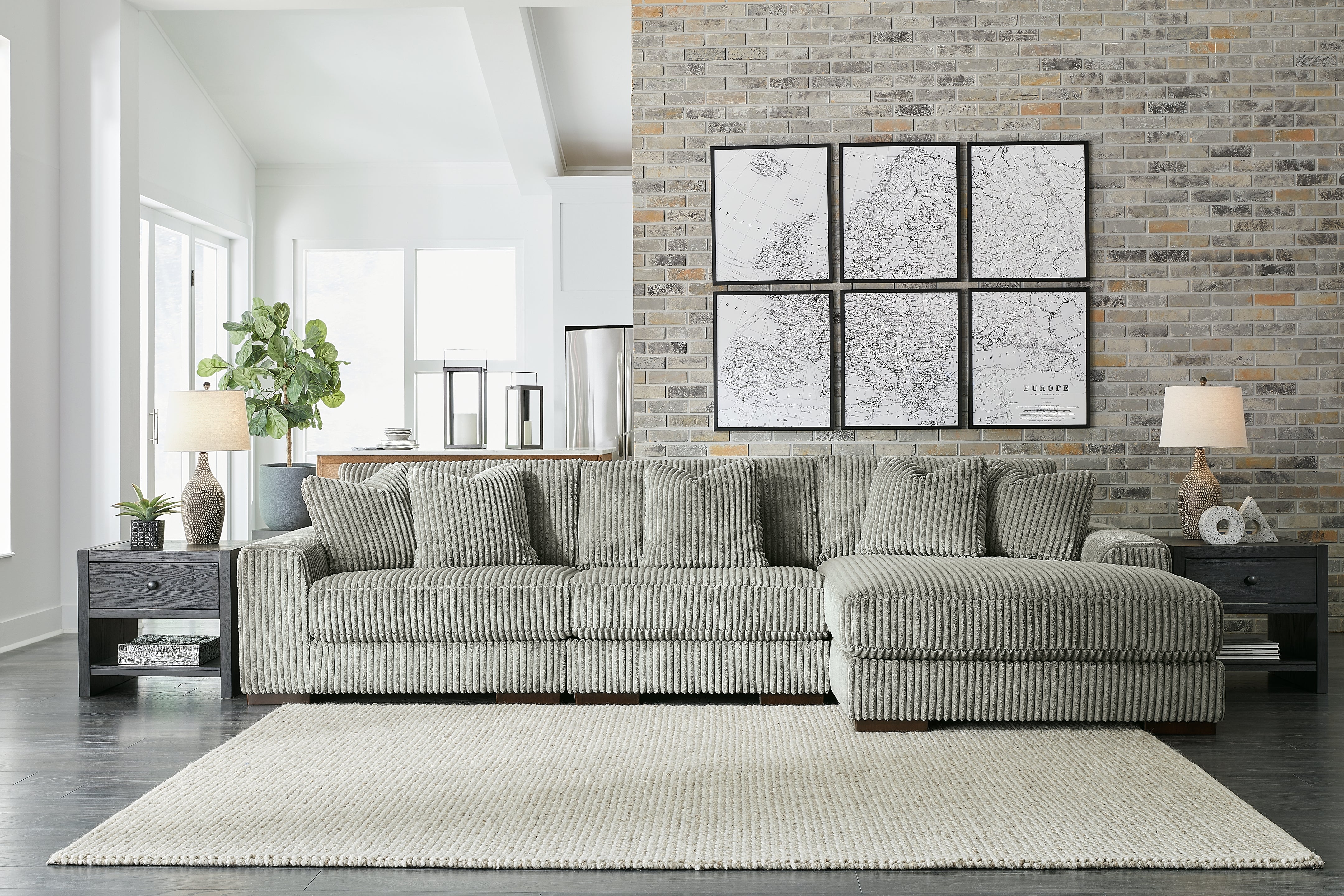 A2Z Furniture - Ashley Furniture - Lindyn Sectional - RAF 3-Piece Sectional with Chaise / Fog - 21105S9