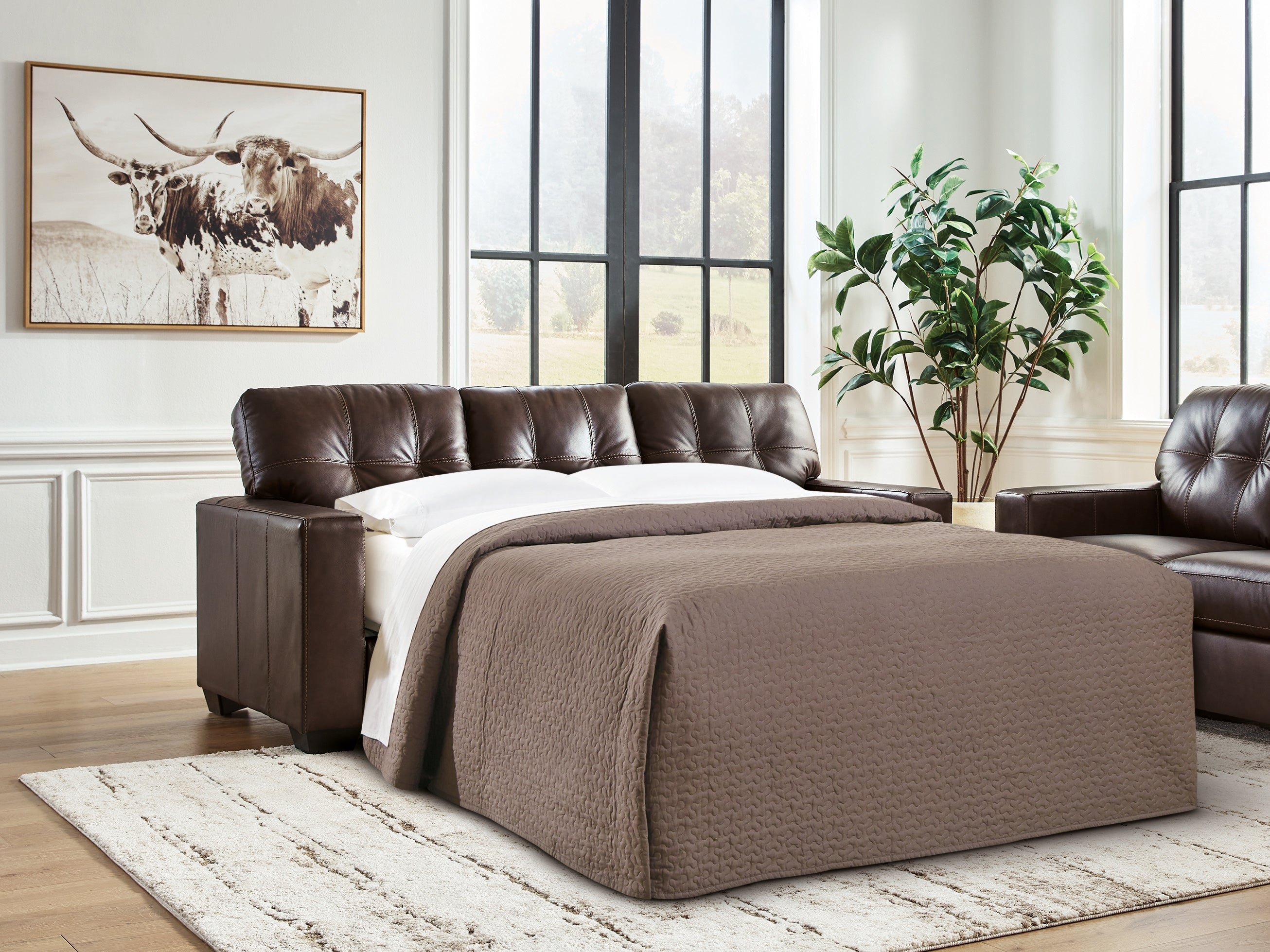 A2Z Furniture - Ashley Furniture - Santorine Living Room - Queen Sofa Sleeper / Dark Brown - 2170639