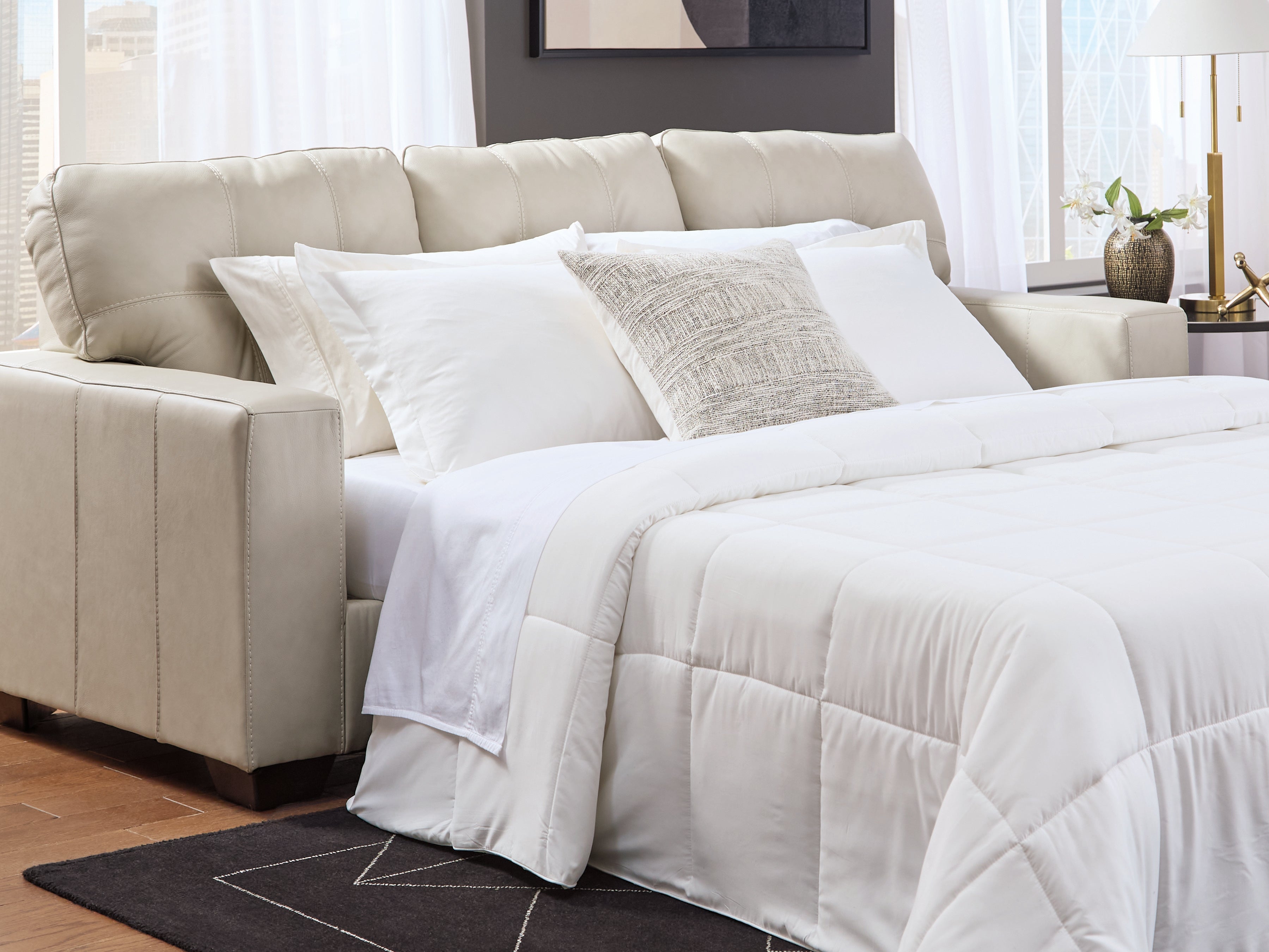 A2Z Furniture - Ashley Furniture - Santorine Living Room - Queen Sofa Sleeper / Bone - 2170839