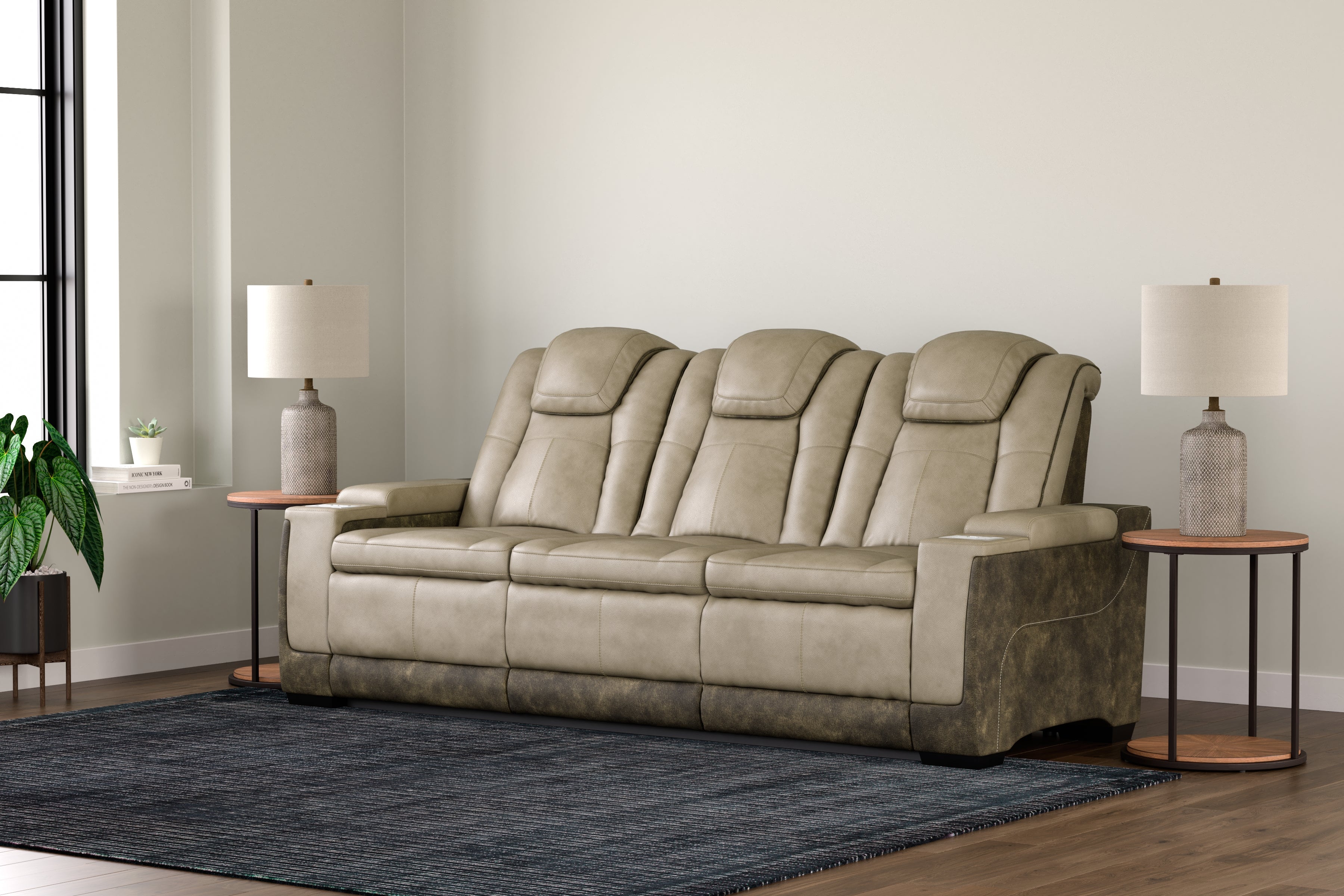 A2Z Furniture - Ashley Furniture - Next-Gen DuraPella Living Room - PWR REC Sofa with ADJ Headrest / Sand - 2200315