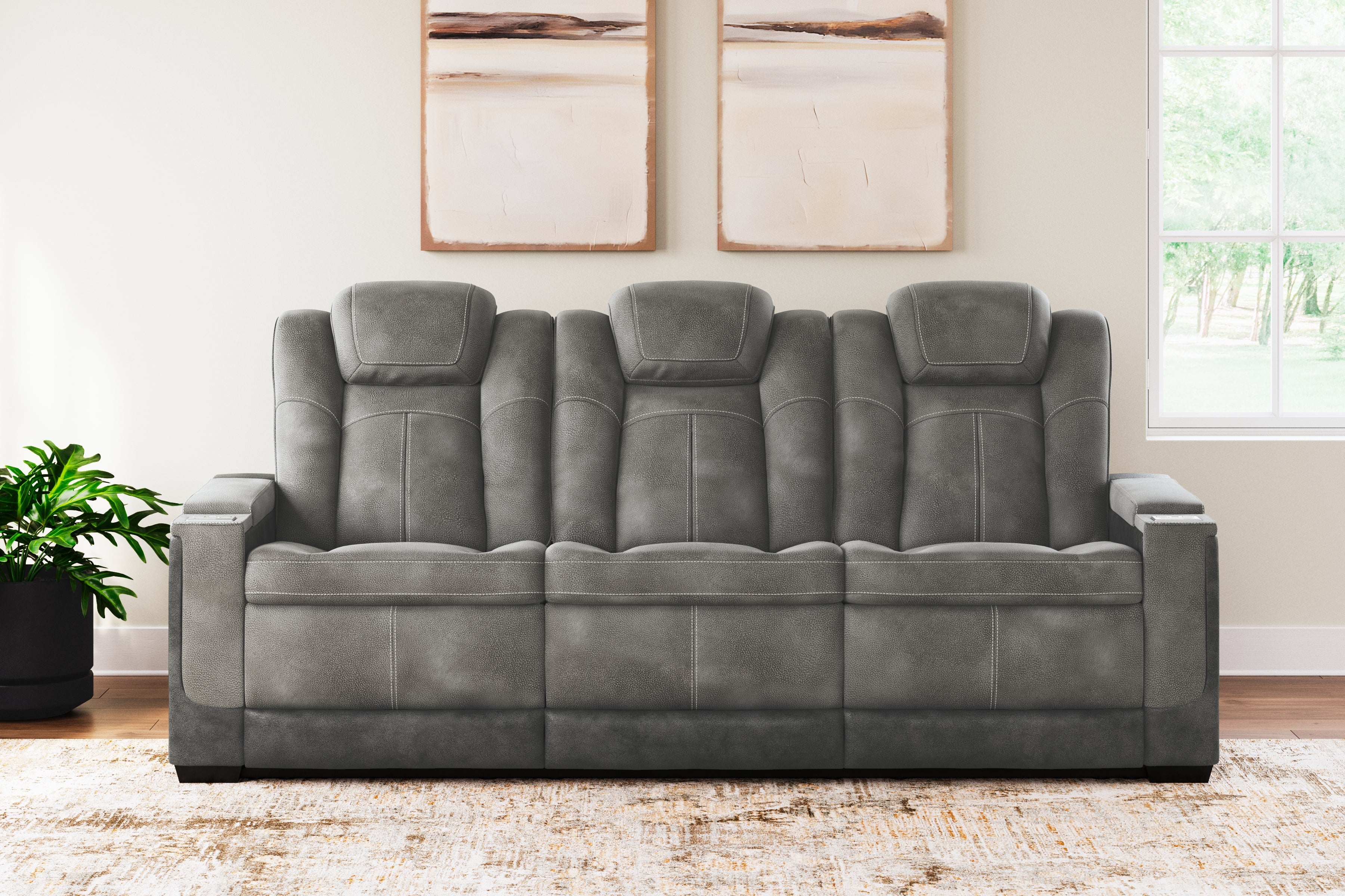 A2Z Furniture - Ashley Furniture - Next-Gen DuraPella Living Room - PWR REC Sofa with ADJ Headrest / Slate - 2200415
