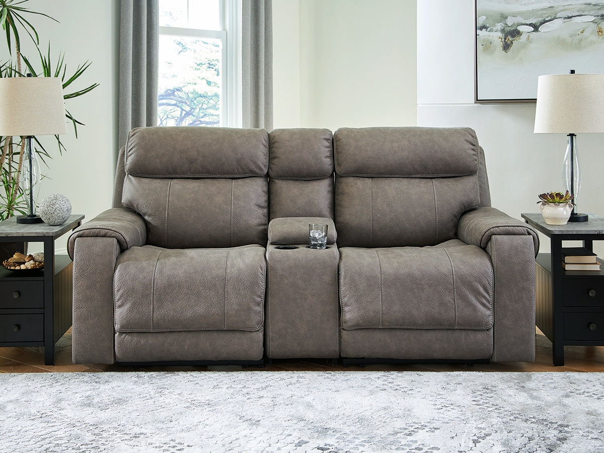 A2Z Furniture - Ashley Furniture - Starbot Sectional - 3-Piece Power Reclining Sectional Loveseat with Console / Fossil - 23501S2