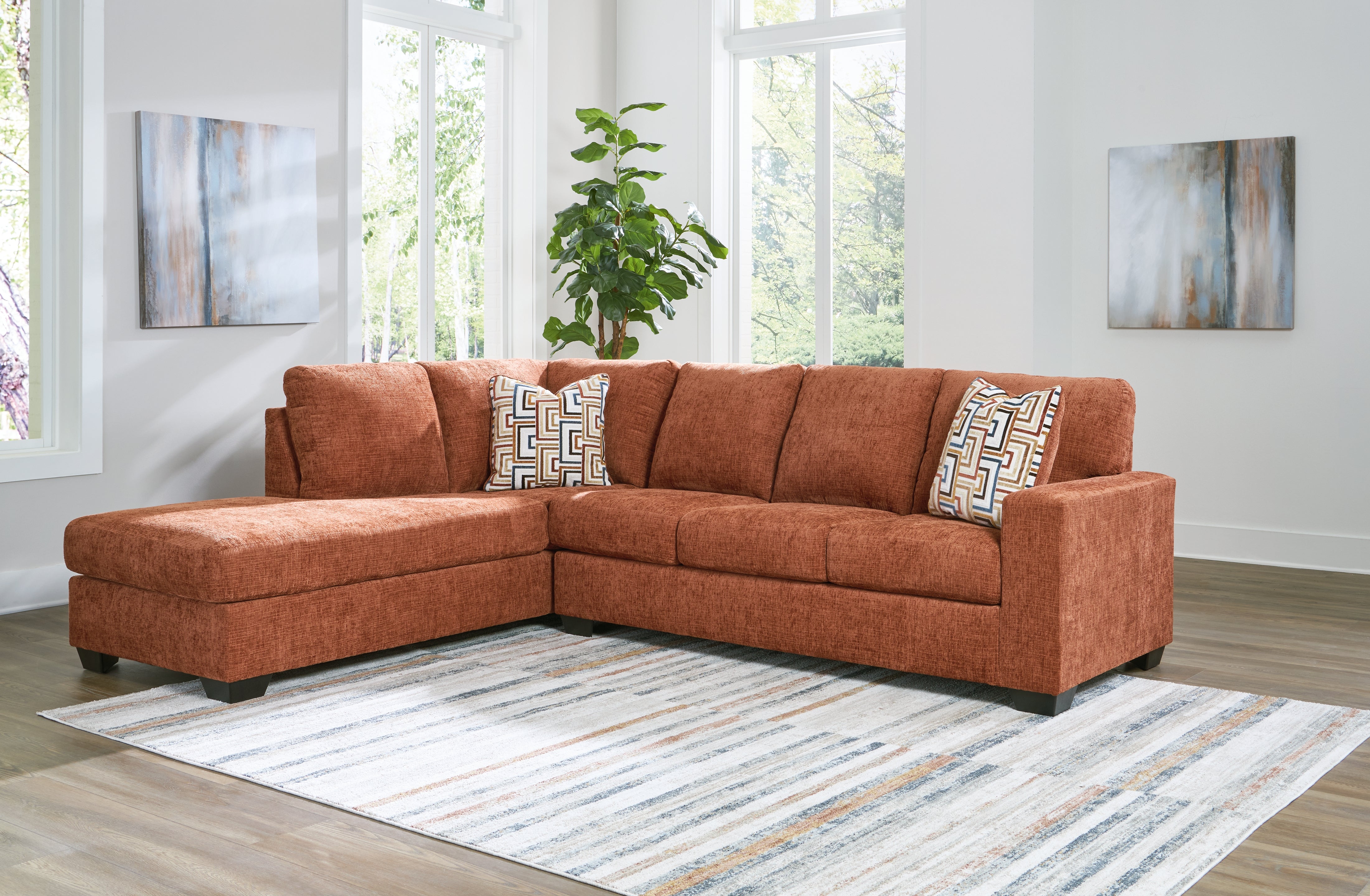 A2Z Furniture - Ashley Furniture - Aviemore Sectional - RAF 2-Piece Sectional with Chaise / Spice - 24304S1