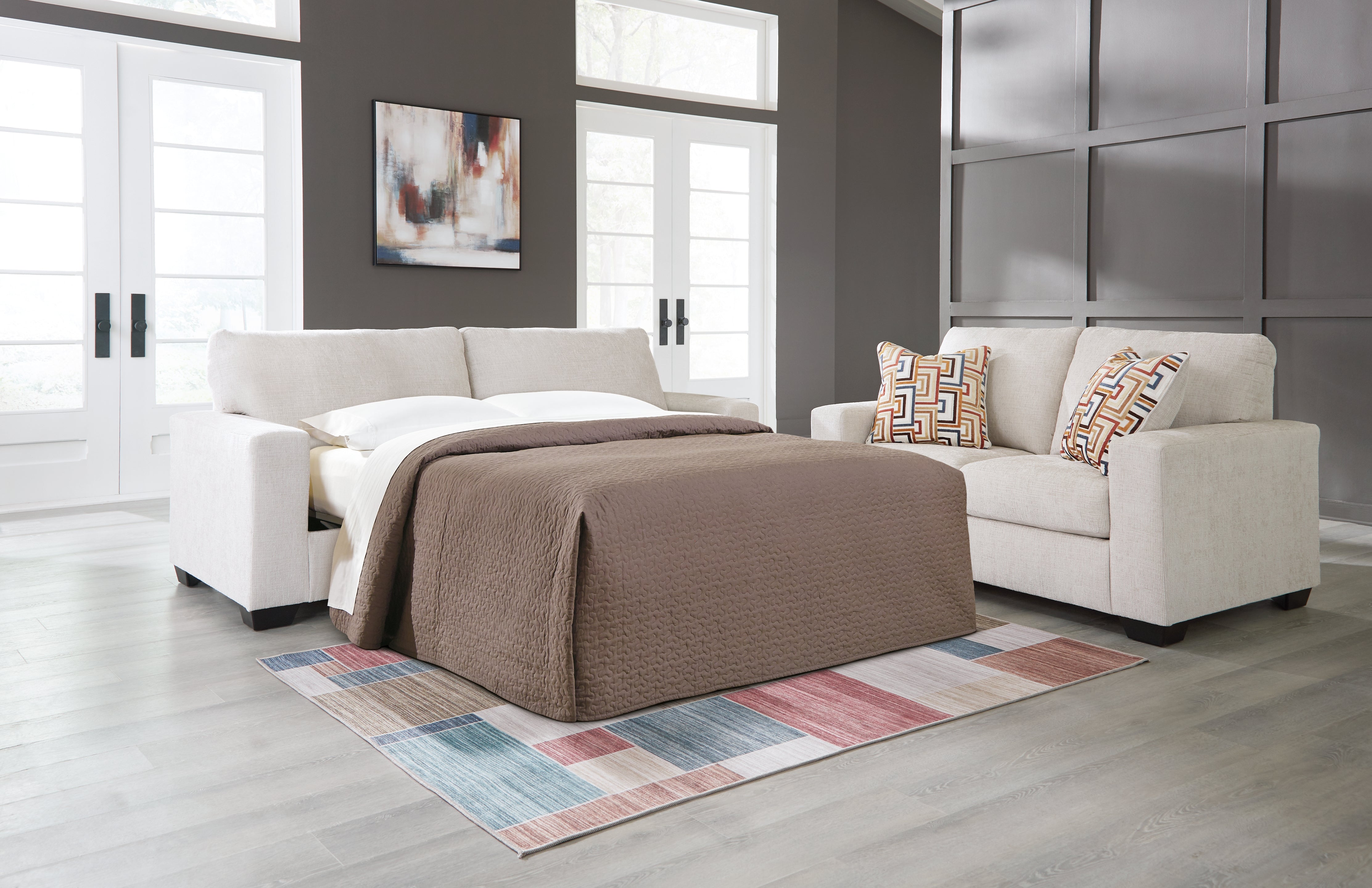 A2Z Furniture - Ashley Furniture - Aviemore Living Room - Queen Sofa Sleeper / Stone - 2430539