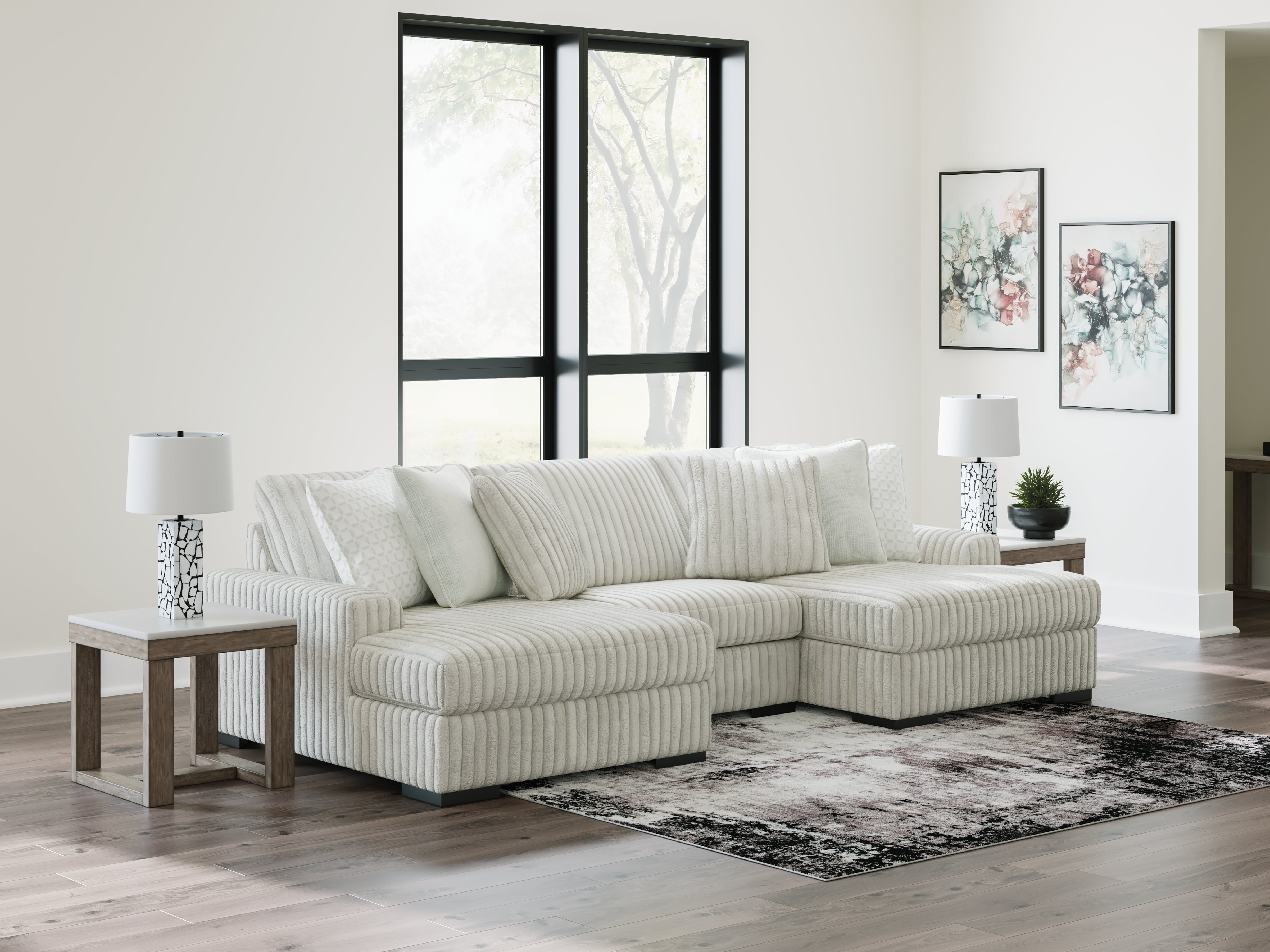 A2Z Furniture - Ashley Furniture - Stupendous Sectional - RAF 3-Piece Sectional with Double Chaise / Alloy - 25903S4