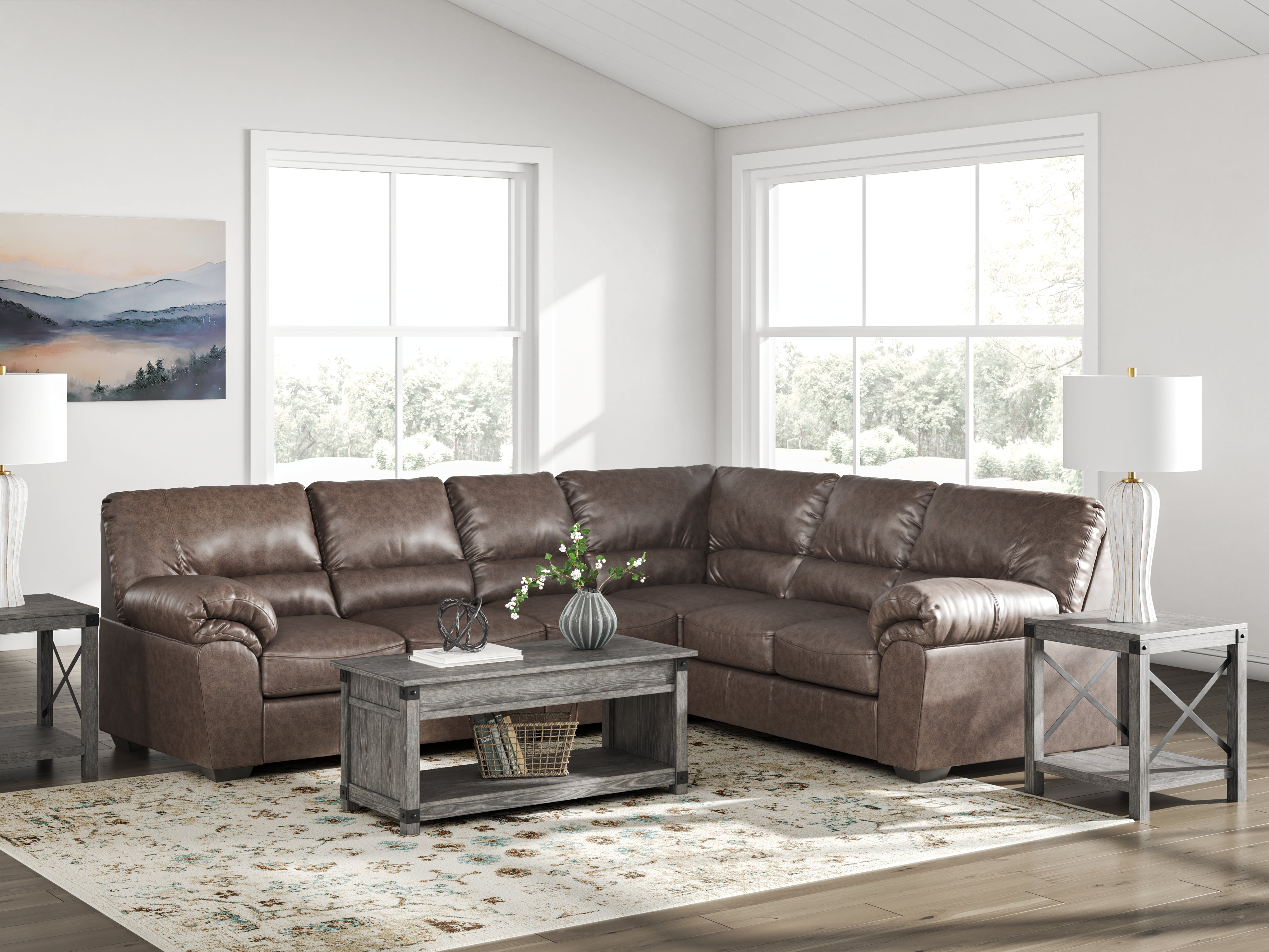 A2Z Furniture - Ashley Furniture - WillowBend Sectional - RAF 3-Piece Sectional / Umber - PC27705S3